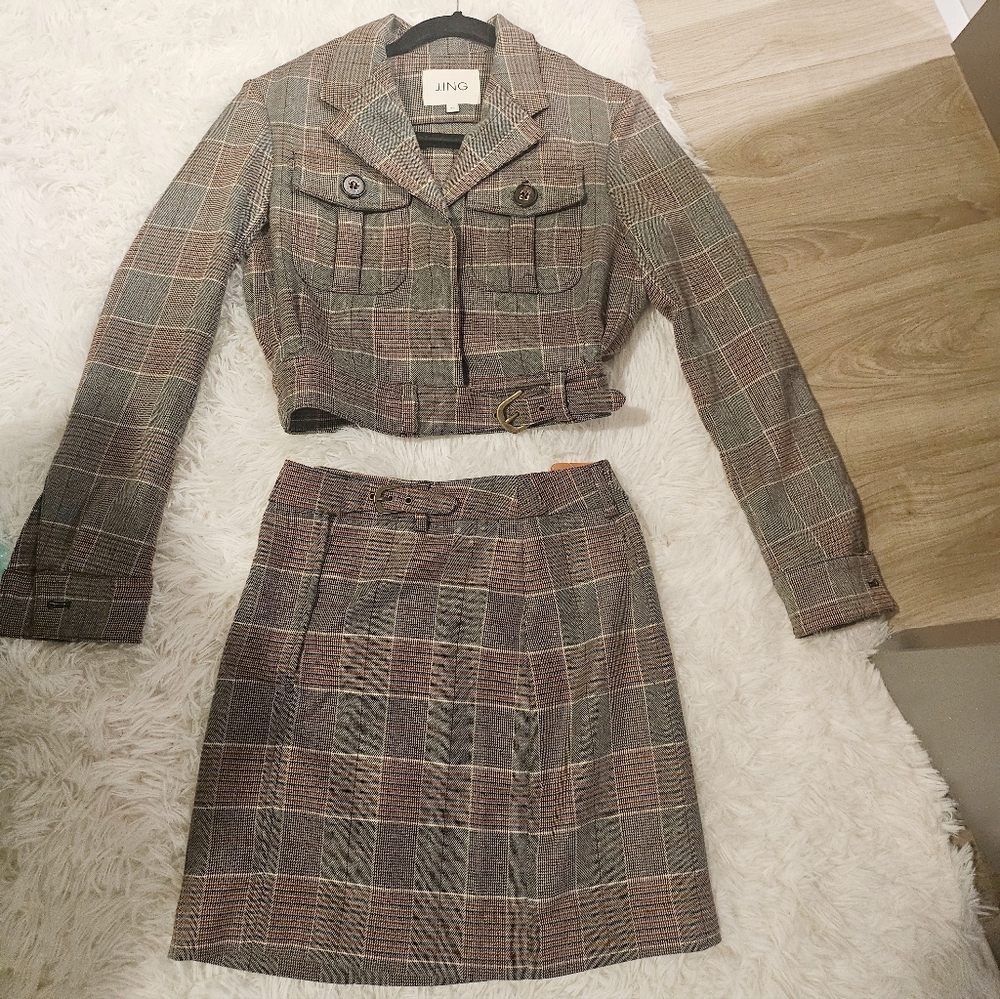 J.ING Lara Grey Plaid Jacket - XS / Grey - Matching set option - Picture 5 of 5
